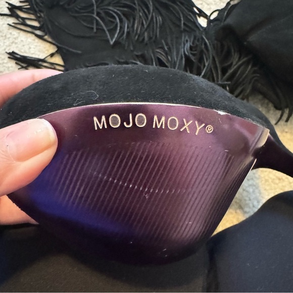 NWOT Mojo Moxy Genuine Leather Fringe Stiletto Boots - Picture 6 of 6